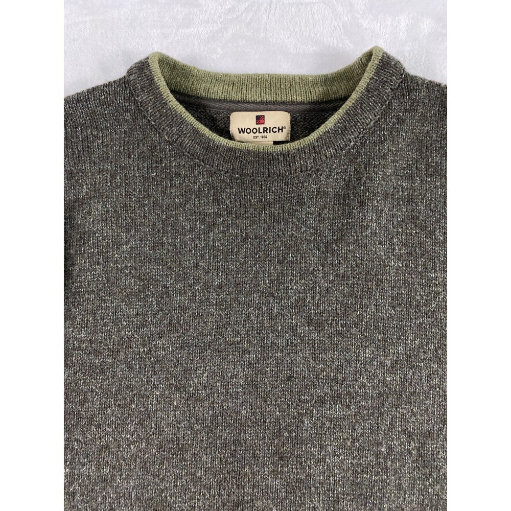 Woolrich Knit Sweater Men's Sz L Military Green Wool Blend Rustic Winter Cabin - Picture 8 of 11